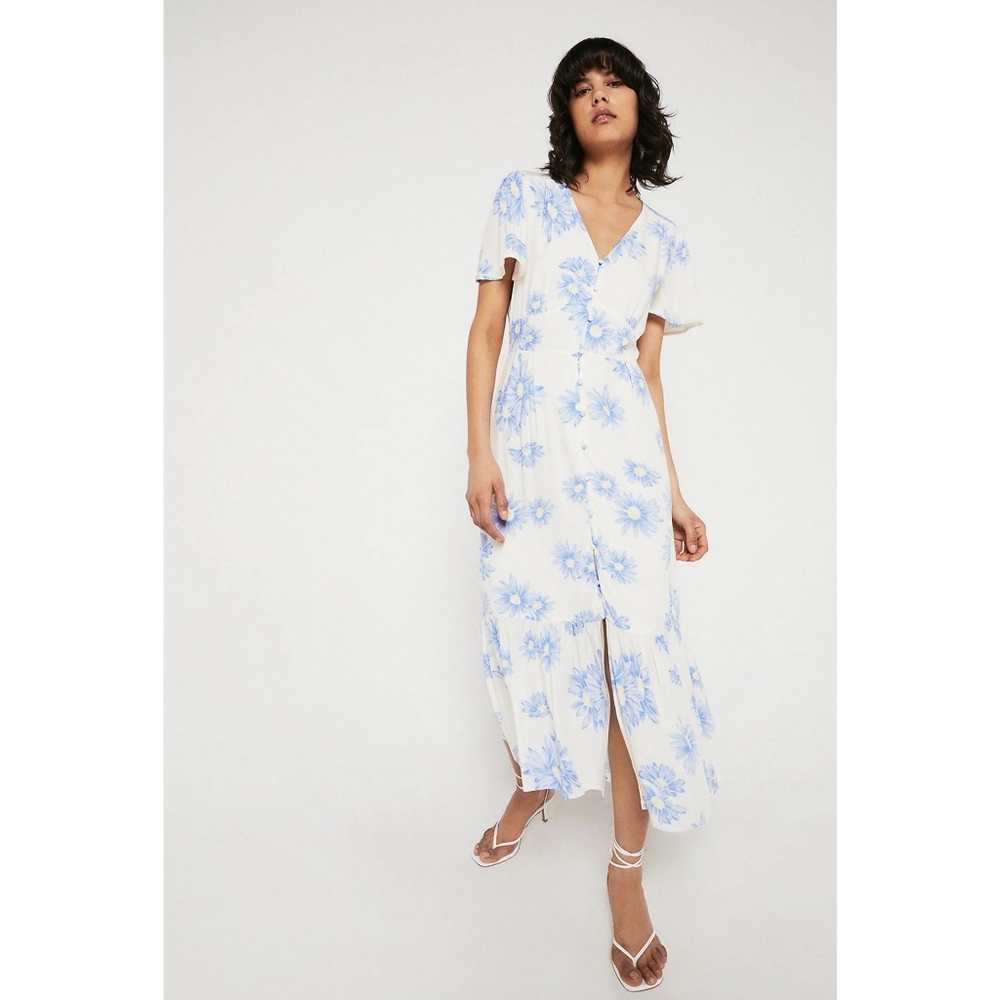 Warehouse Midi Dress In Painted Floral